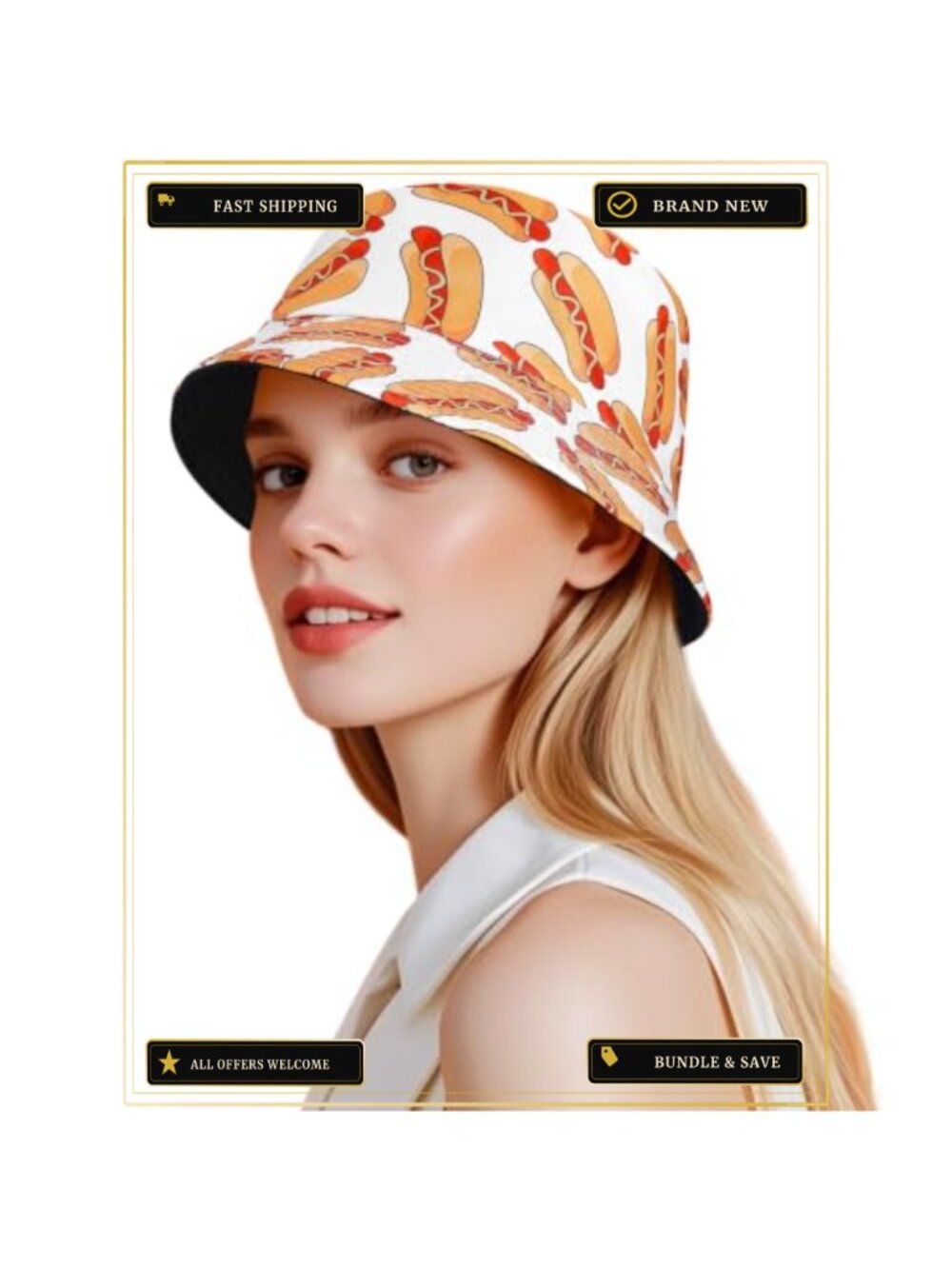 Reversible Bucket Hat Packable Fisherman Sun Cap Cotton Polyester Women
